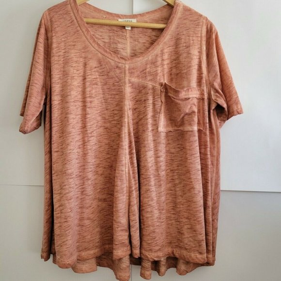 Umgee Tops - UMGEE USA Fray Hem Oversized Burnt Orange Drop Shoulder Top Womens Size Large